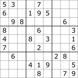 A very easy Sudoku puzzle with a nice layout. It can be solved with the most elementary tactics.